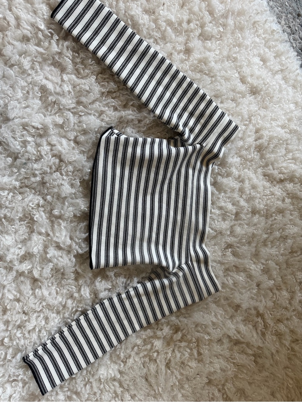 Zara Striped Off-Shoulder Cropped Top - Black & White